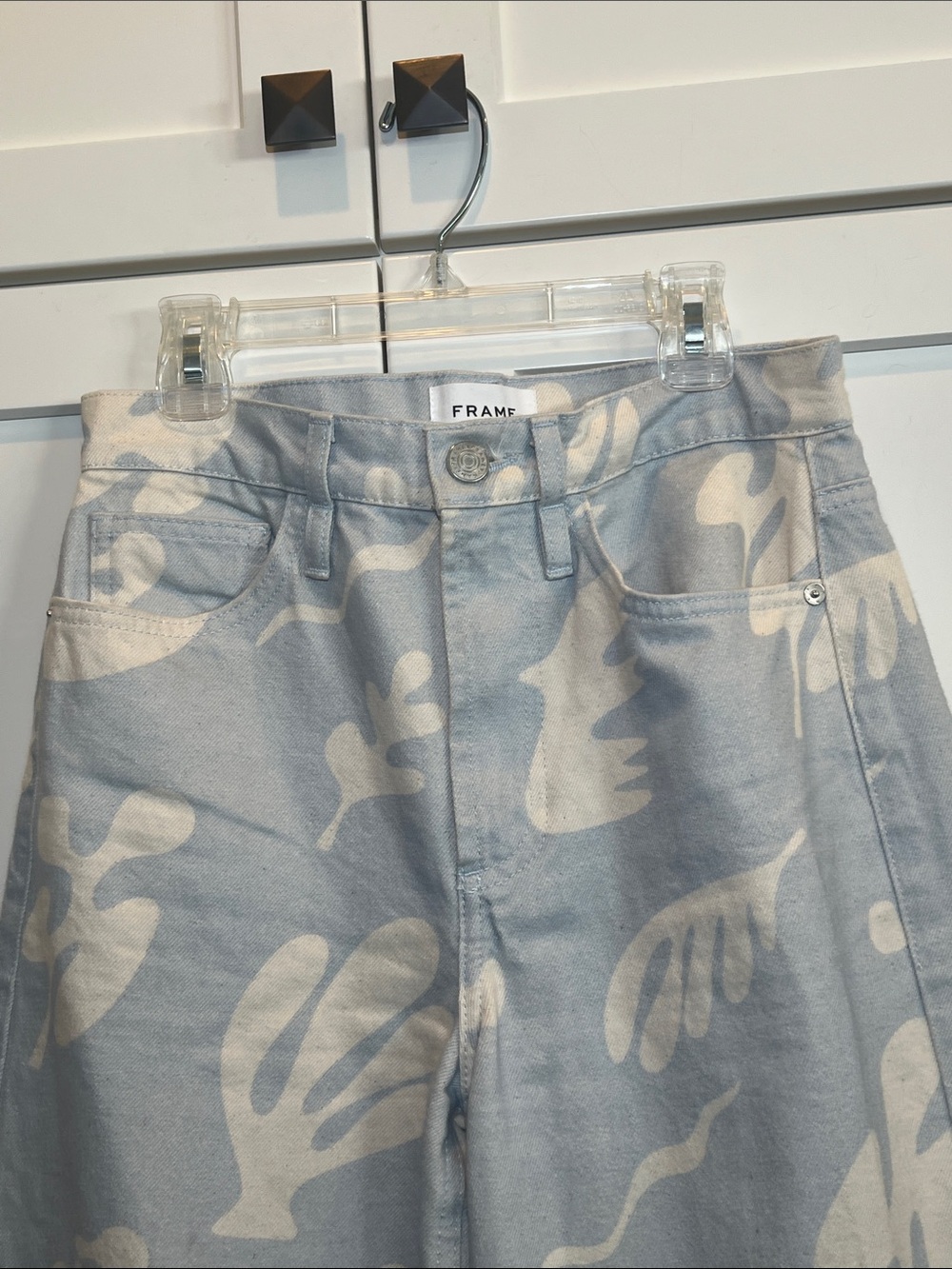 NWOT FRAME High Rise Baggy Wide Leg Jeans Tropical Chambray Abstract Size 25 - Picture 3 of 6